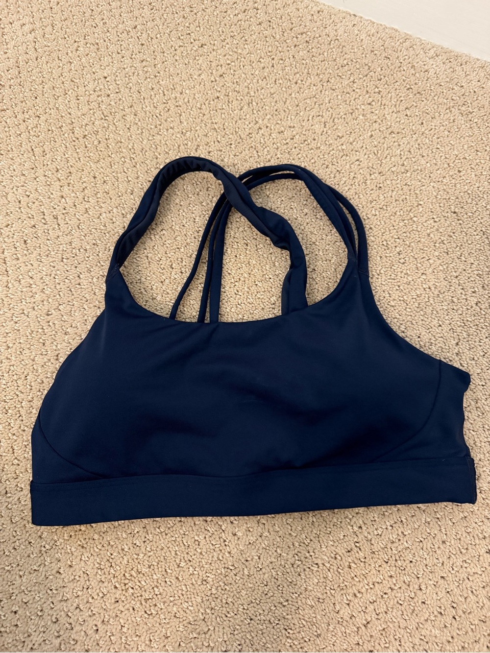 Athleta Train Free Navy Strappy Sports Bra Small D/DD